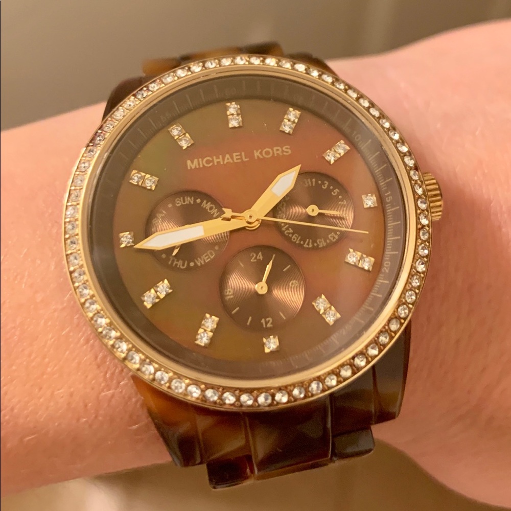 MICHAEL KORS Brown Rhinestone Watch